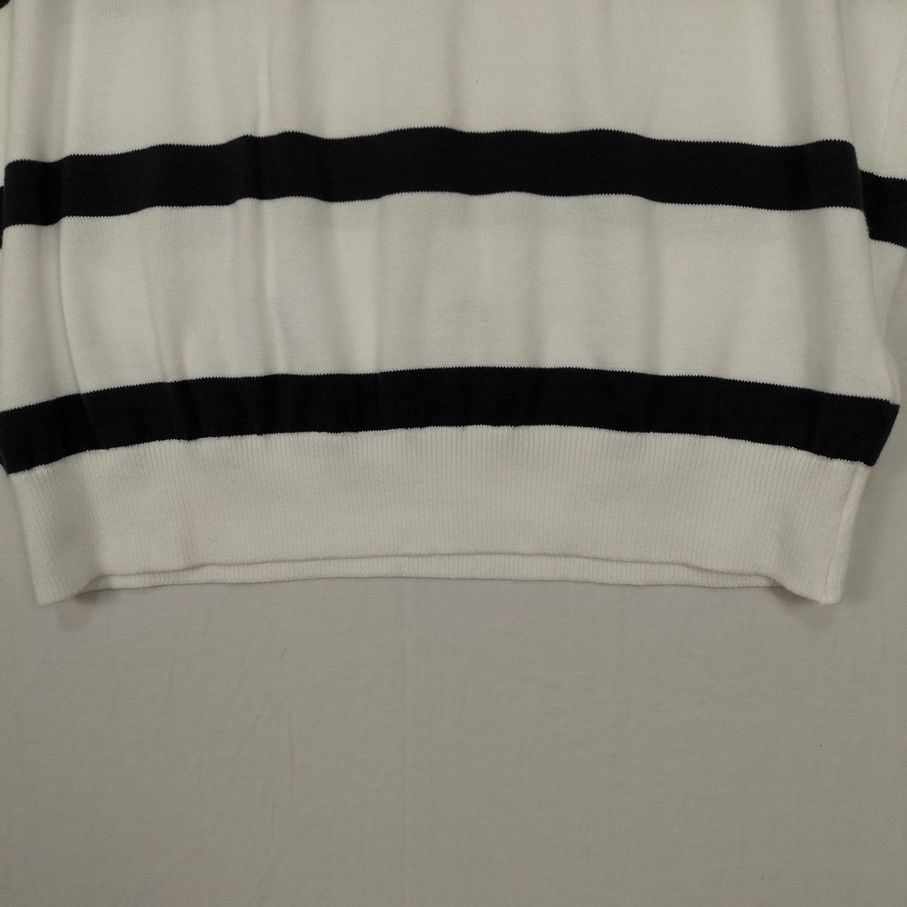 Tommy Hilfiger Sweater Mens Sz M Knit Striped Green Navy White Preppy Crest Logo - Picture 7 of 14